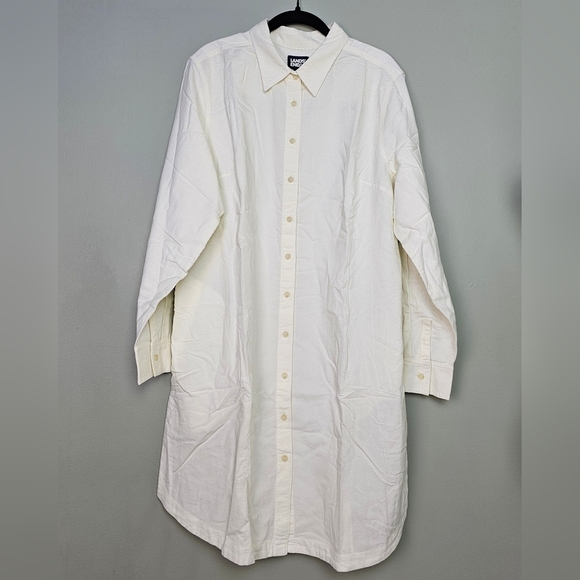 Lands End Women's Pinwale Cord Button Front Dress XL IVORY - Picture 2 of 7